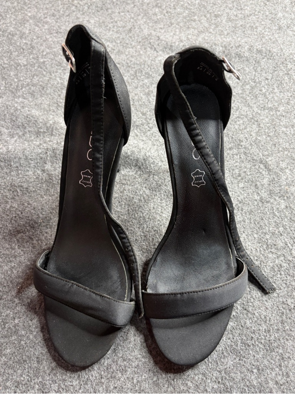 Aldo Black Ankle-Strap Open-Toe Heels